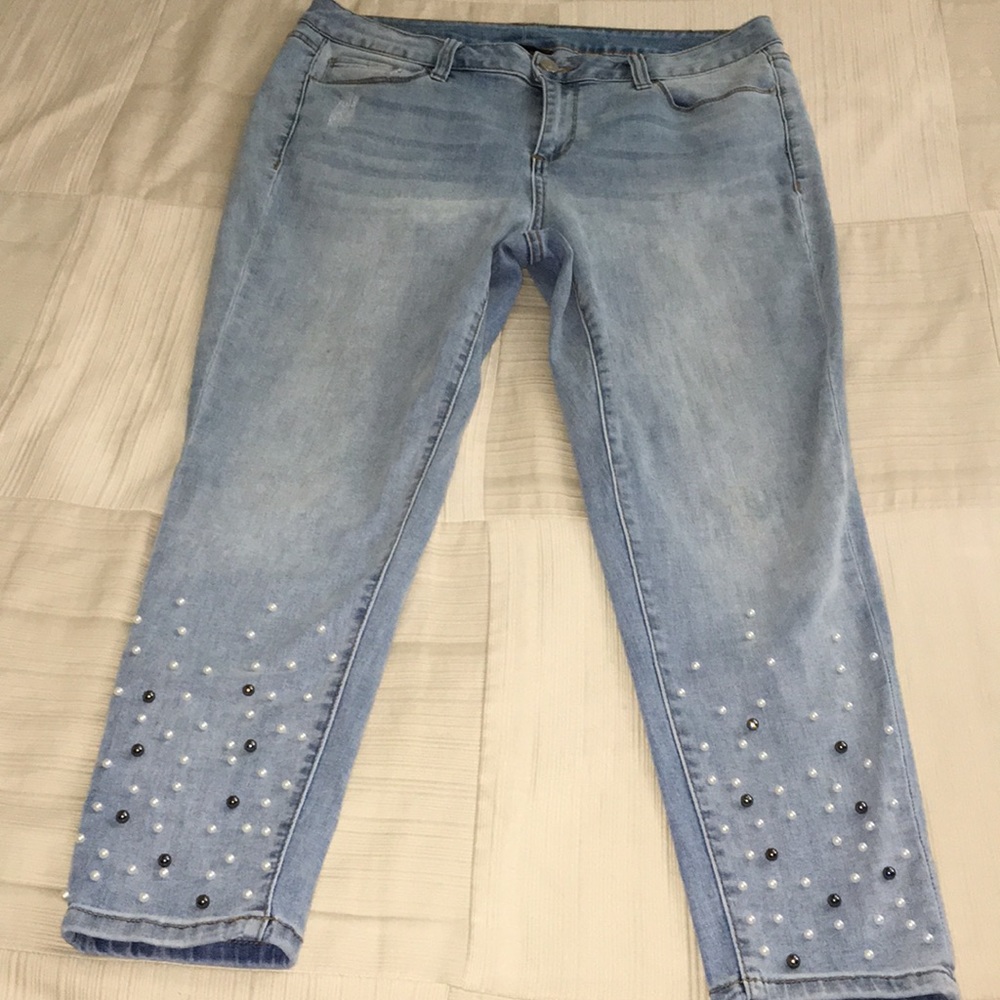 Lane Bryant Pearl Studded Skinny Jeans